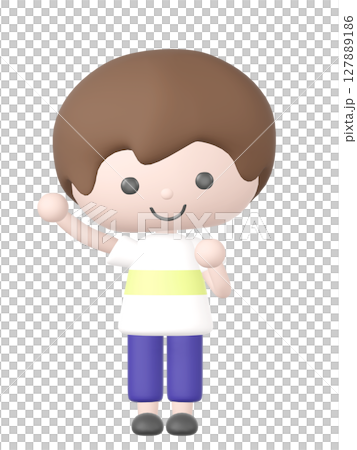 3Dの応援している男の子のイラスト 3Dの応援している男の子のイラスト 127889186