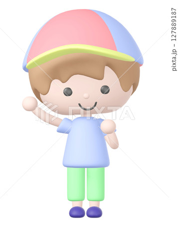 3Dの応援している男の子のイラスト 127889187
