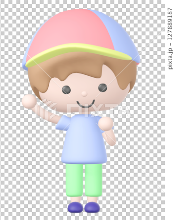 3Dの応援している男の子のイラスト 127889187