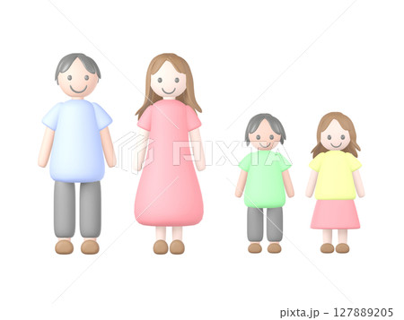3Dのシンプルな家族のイラスト 127889205