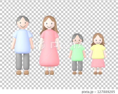 3Dのシンプルな家族のイラスト 127889205