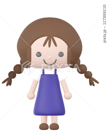 3Dの立って笑っている女の子のイラスト 3Dの立って笑っている女の子のイラスト 127889210