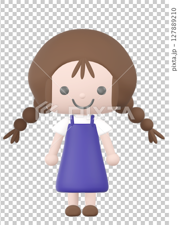 3Dの立って笑っている女の子のイラスト 3Dの立って笑っている女の子のイラスト 127889210