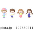 3Dの片手をあげている子どもたちのイラストセット 127889211