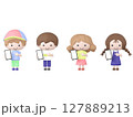 3Dのスマホを持っている子どもたちのイラストセット 127889213
