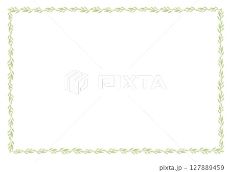 水彩リーフのウェーブボーダーフレーム 127889459