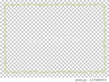 水彩リーフのウェーブボーダーフレーム 127889459