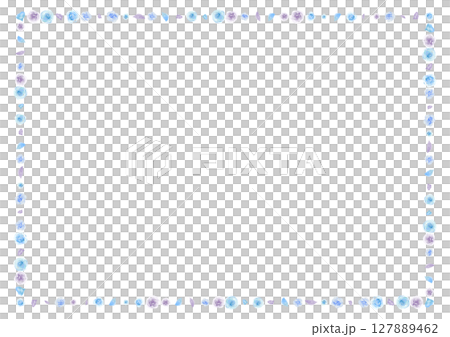 水彩ブルーローズと花びらのボーダーフレーム 127889462