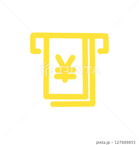 黄色のATM・現金引き出しピクトグラムアイコン／Yellow ATM Cash Withdrawal 127889855