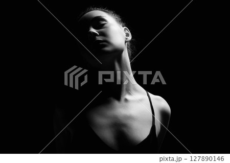 Beautiful Girl black and white portrait 127890146