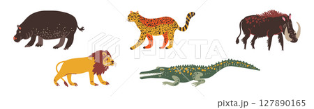Savanna Tropical Animal and Wild Fauna Vector Set 127890165