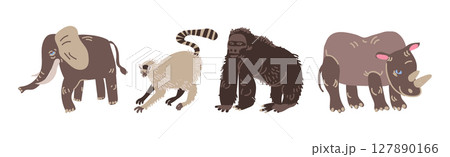 Savanna Tropical Animal and Wild Fauna Vector Set 127890166