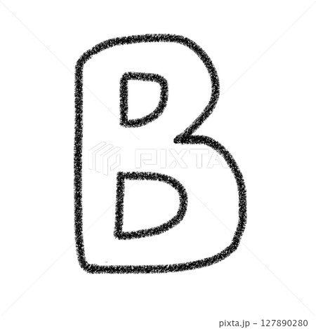 アルファベットB　手書き文字　かわいい　素材　黒　イラスト　素材　アイコン　クレヨン風　 127890280