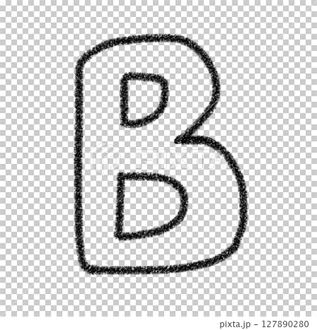 アルファベットB　手書き文字　かわいい　素材　黒　イラスト　素材　アイコン　クレヨン風　 127890280