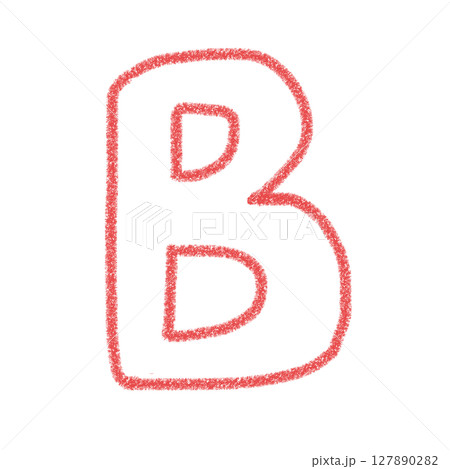 アルファベットB　手書き文字　かわいい　素材　赤　イラスト　素材　アイコン　クレヨン風　 127890282