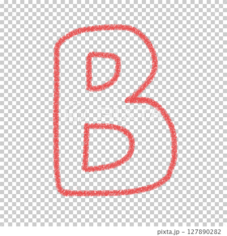 アルファベットB　手書き文字　かわいい　素材　赤　イラスト　素材　アイコン　クレヨン風　 127890282