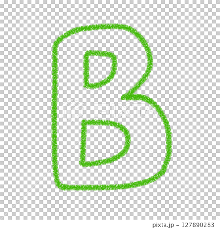 アルファベットB　手書き文字　かわいい　素材　緑　イラスト　素材　アイコン　クレヨン風　 127890283