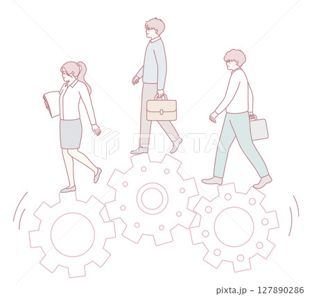 Enhancing Team Collaboration Through Effective Gears Illustration and Creative Processes 127890286