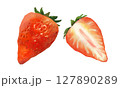 半分にカットしたイチゴ セット 127890289