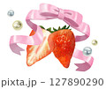 かわいいいちごのイラスト　ロリータ柄 127890290