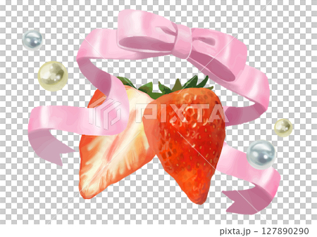 かわいいいちごのイラスト　ロリータ柄 127890290