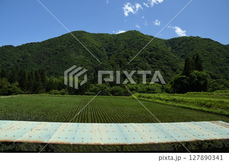 里山の田園風景 127890341