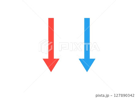 標識 矢印のみの誘導サイン方向指示・案内・進行表示に使える素材 下降 標識 矢印のみの誘導サイン方向指示・案内・進行表示に使える素材 下降 127890342