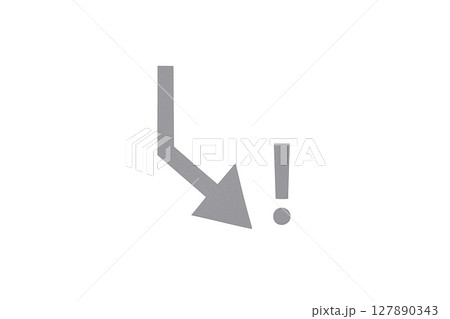 標識 矢印のみの誘導サイン方向指示・案内・進行表示に使える素材 下降 標識 矢印のみの誘導サイン方向指示・案内・進行表示に使える素材 下降 127890343