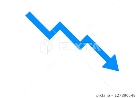標識 矢印のみの誘導サイン方向指示・案内・進行表示に使える素材 下降 標識 矢印のみの誘導サイン方向指示・案内・進行表示に使える素材 下降 127890349