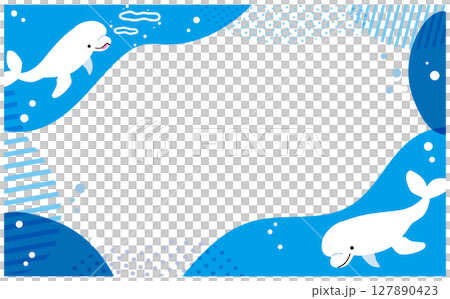 シロイルカの海イラストフレーム素材 127890423