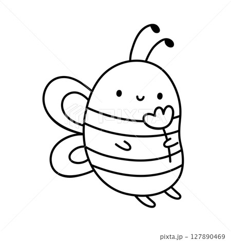 Cute bee with a flower 127890469