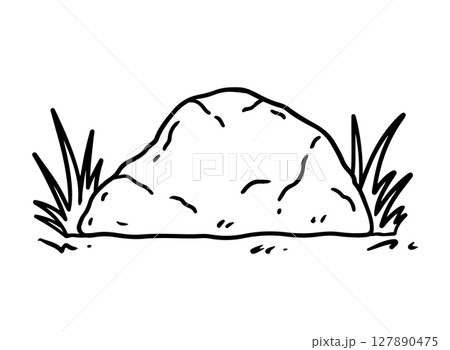 A stone in the grass 127890475