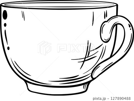 Cup of Tea  Outline Illustration 127890488