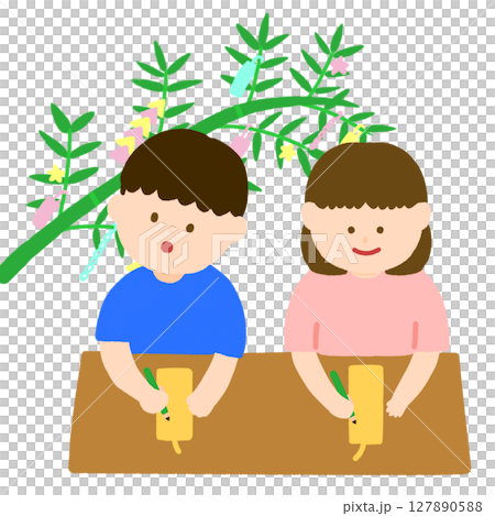 孩子們在紙條上寫下自己的願望 127890588