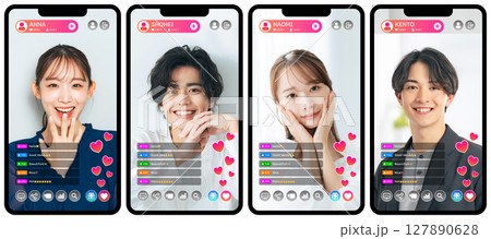 ライバーのライブ配信のスマホアプリ画面インターフェース ライバーのライブ配信のスマホアプリ画面インターフェース 127890628