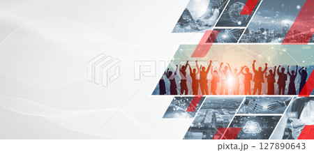 様々なテクノロジーイメージのコラージュ　バナー・広告向け横長ビジュアル 127890643