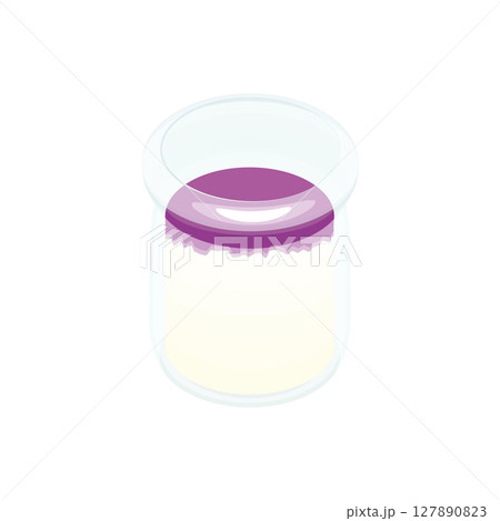 イラスト素材：瓶入りのブルーベリーのチーズミルクプリン 127890823