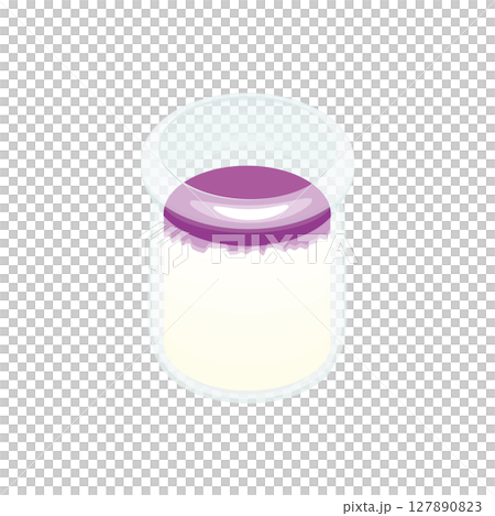 イラスト素材：瓶入りのブルーベリーのチーズミルクプリン 127890823