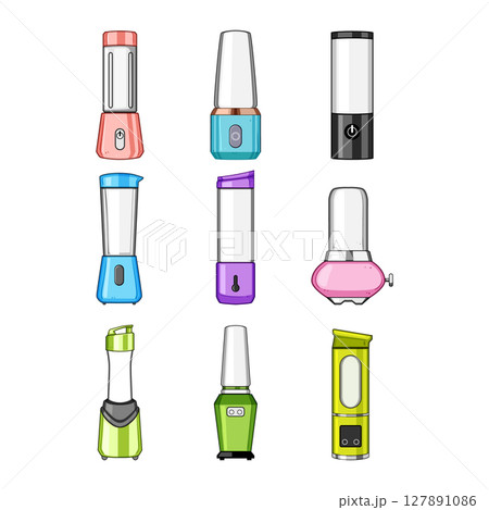 smoothie blender set cartoon vector illustration 127891086