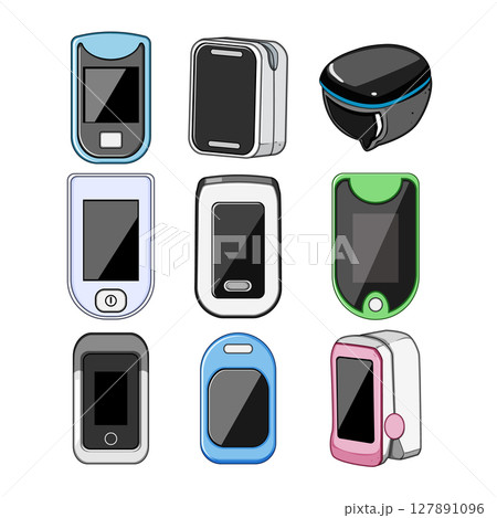 oxygen fingertip monitor set cartoon vector illustration oxygen fingertip monitor set cartoon vector illustration 127891096