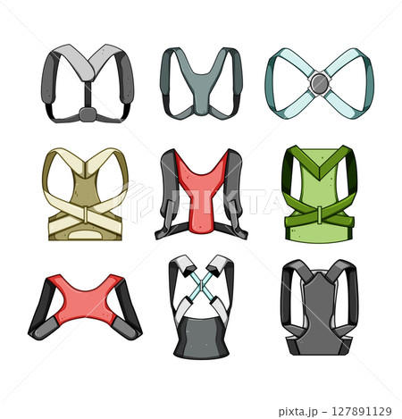 back posture corrector set cartoon vector illustration back posture corrector set cartoon vector illustration 127891129