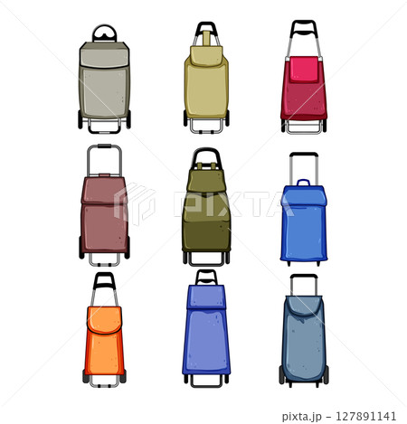 trolley bag set cartoon vector illustration 127891141