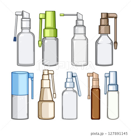 throat spray bottle set cartoon vector illustration throat spray bottle set cartoon vector illustration 127891145