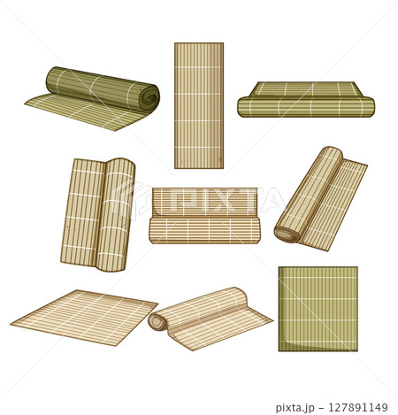 sushi rolling mat set cartoon vector illustration sushi rolling mat set cartoon vector illustration 127891149