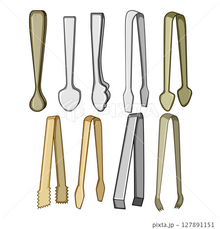 sugar cube tongs set cartoon vector illustration 127891151