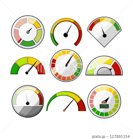 speedometer set cartoon vector illustration 127891154