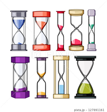 sand timer kids set cartoon vector illustration 127891161