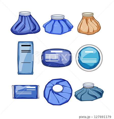 ice pack for injuries set cartoon vector illustration 127891179