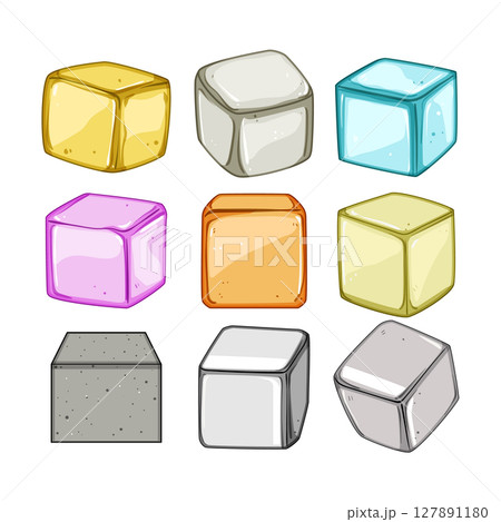 ice cubes reusable set cartoon vector illustration 127891180