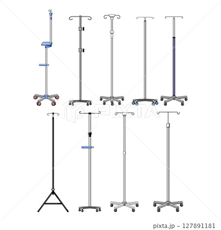 hydration iv drip stand set cartoon vector illustration 127891181